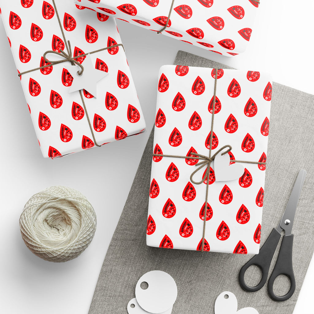 Canada Day Leaf Drops Wrapping Paper - Holiday Gift Wrapping Paper Roll