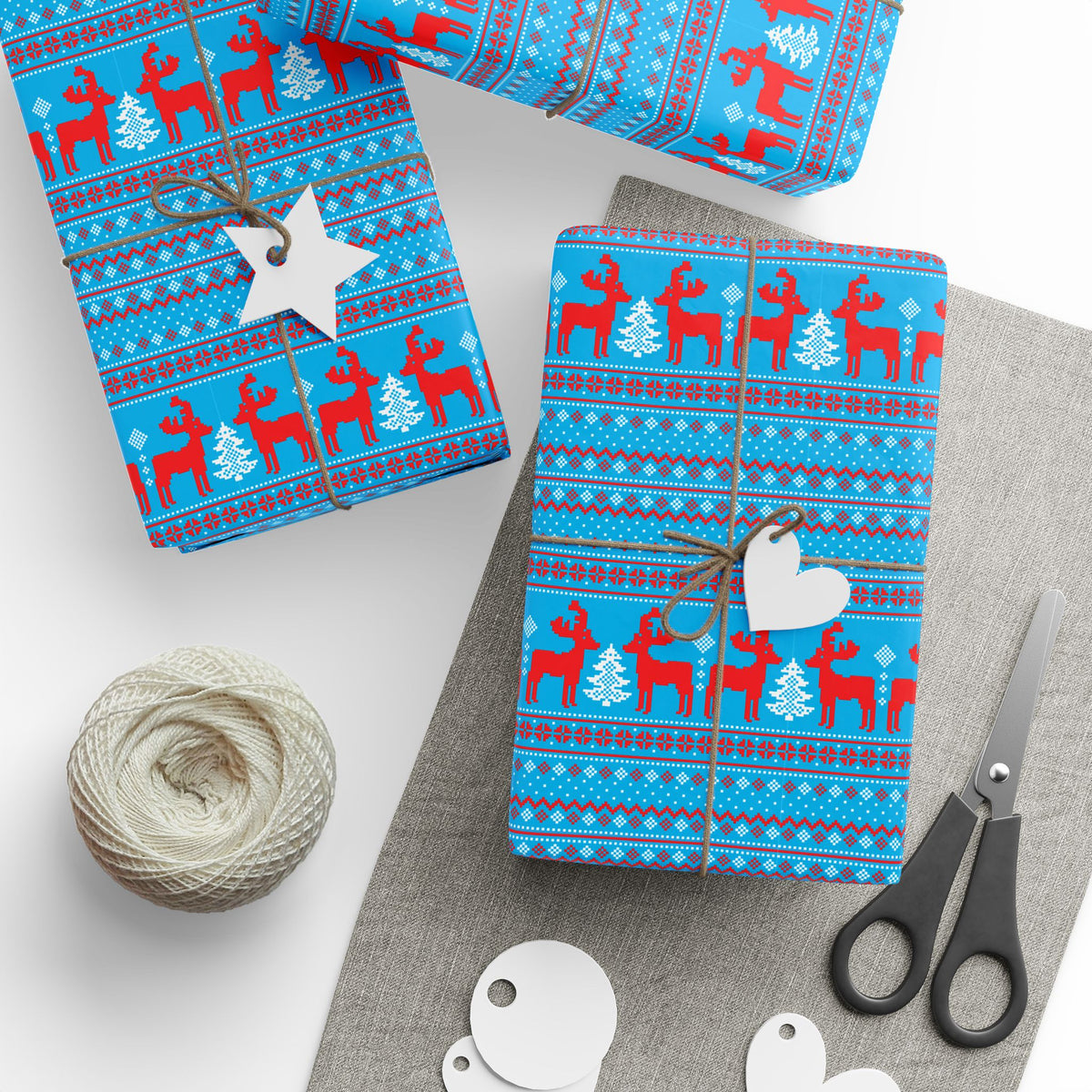 Christmas Ugly Reindeer Wrapping Paper | Holiday Gift Wrapping Paper Roll