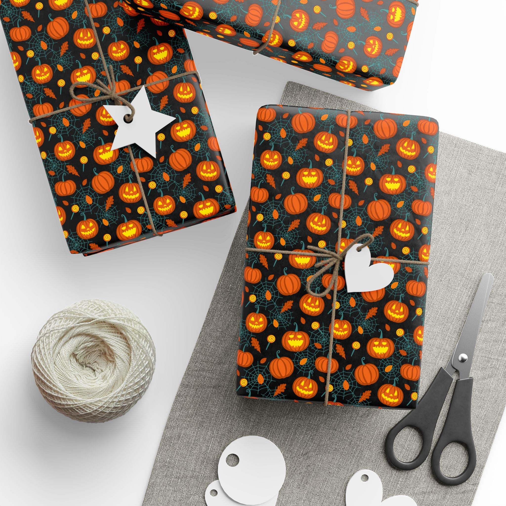 Halloween Web Pumpkins Wrapping Paper | Holiday Gift Wrapping Paper Roll