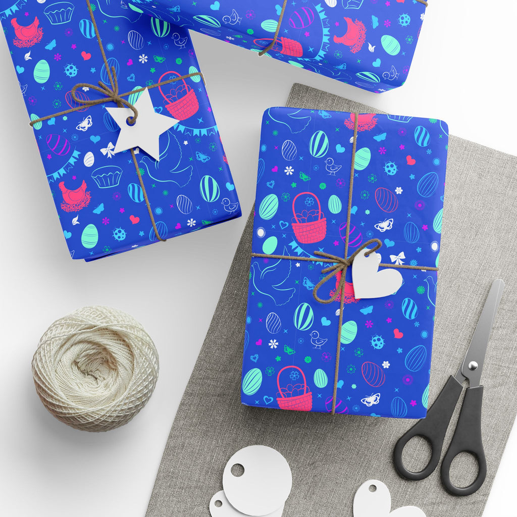 Easter Very Blue Sunday Wrapping Paper | Holiday Gift Wrapping Paper Roll
