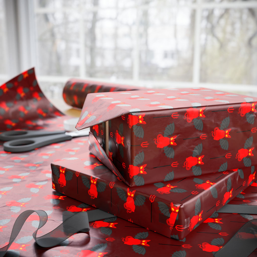 Halloween Devil Cat Wrapping Paper | Holiday Gift Wrapping Paper Roll