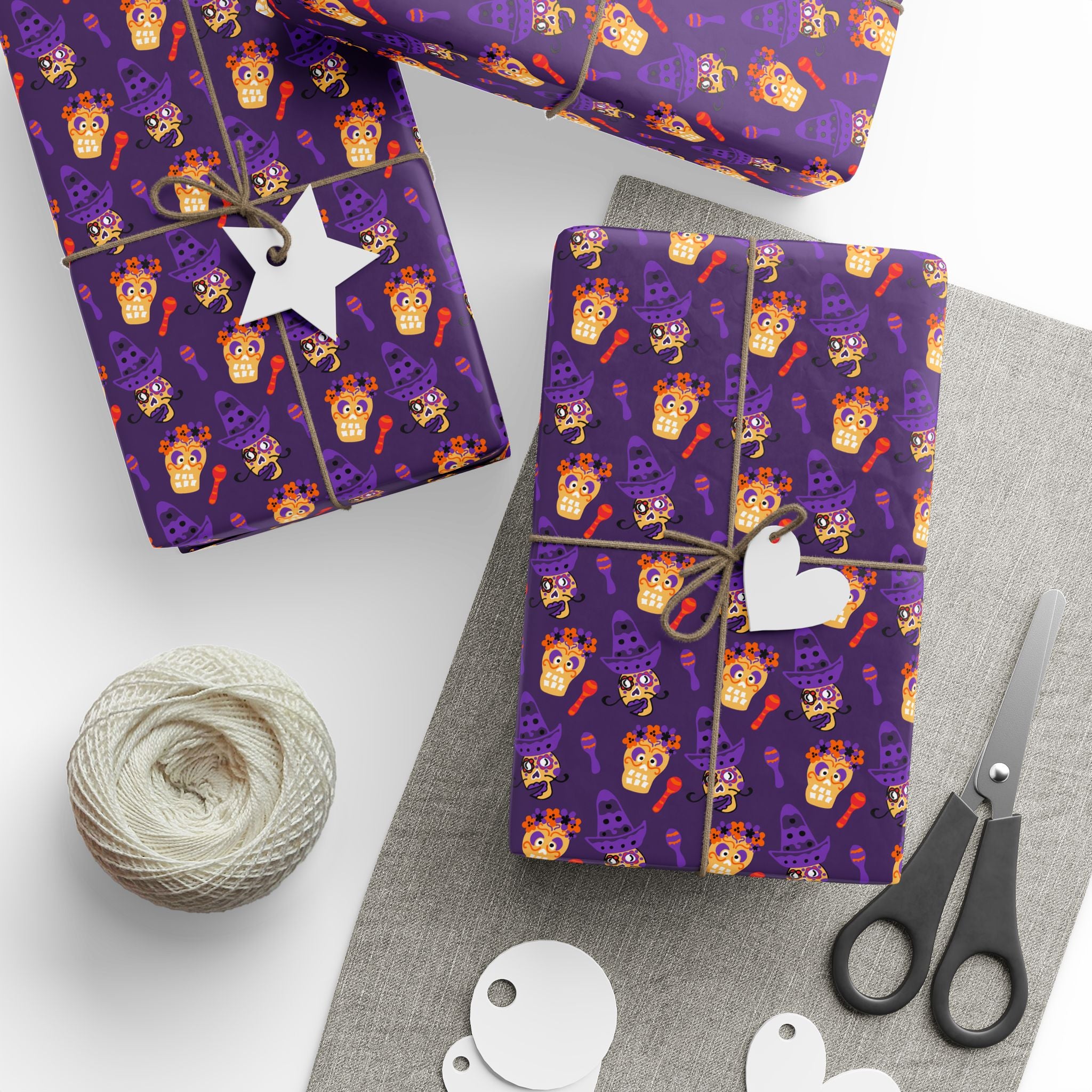 Day of the Dead Sombrero Skulls Wrapping Paper | Holiday Gift Wrapping Paper Roll