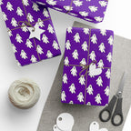 Halloween Vibrant Ghosts on Purple Wrapping Paper | Holiday Gift Wrapping Paper Roll