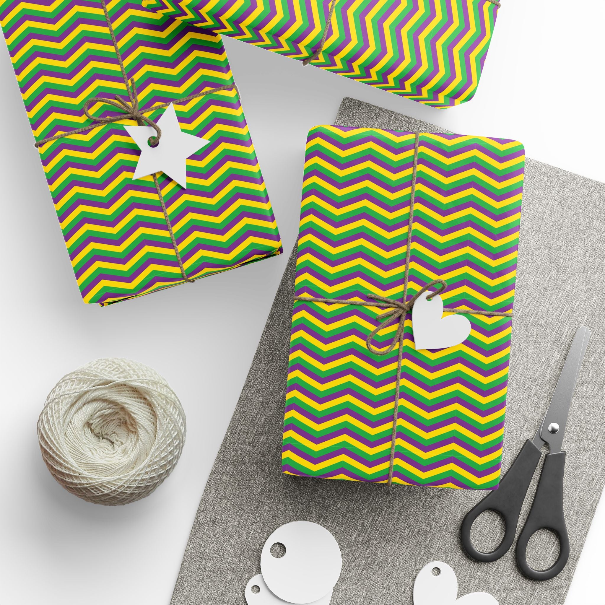 Mardis Gras Chevron Wrapping Paper | Holiday Gift Wrapping Paper Roll