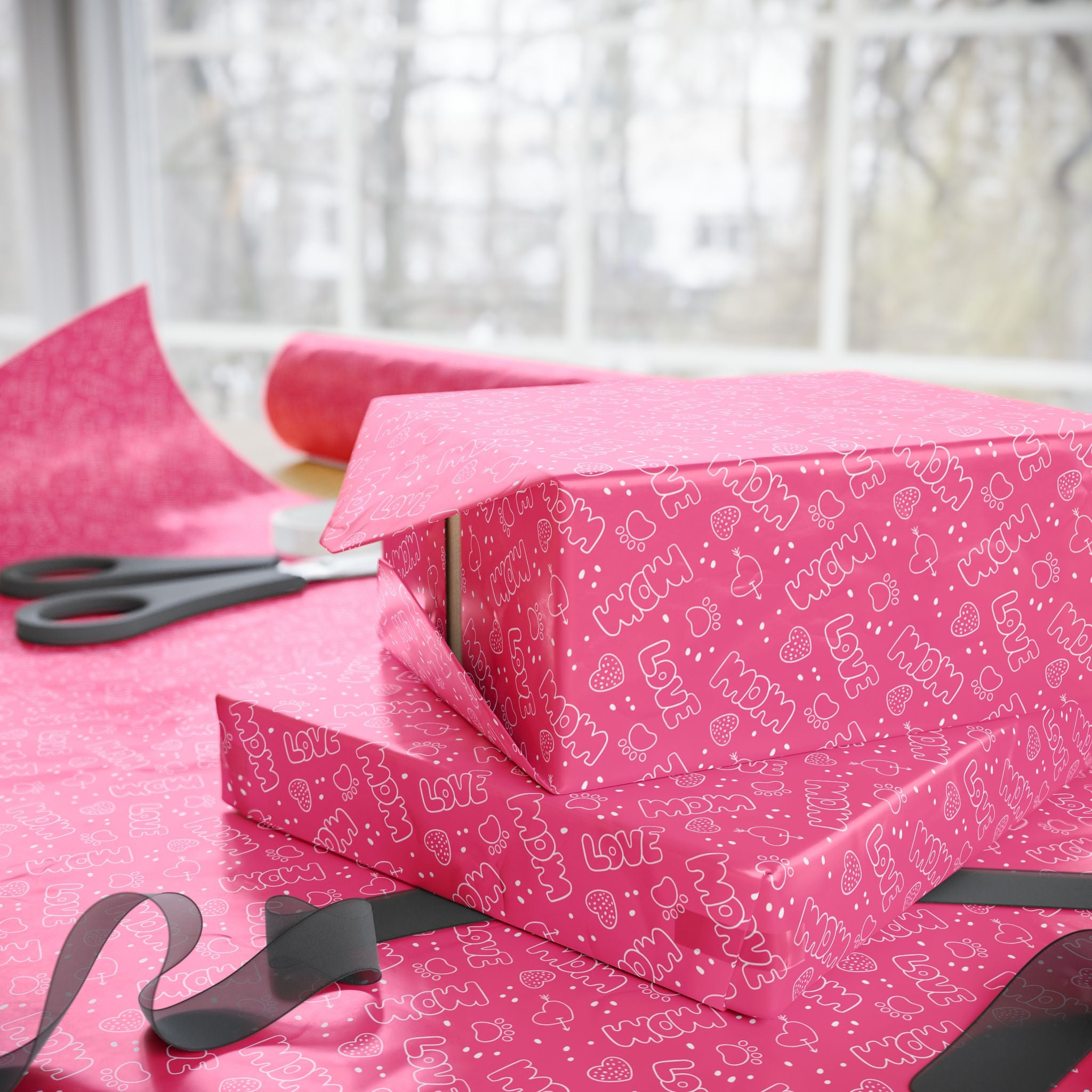 Mother's Day Love Mom Wrapping Paper - Holiday Gift Wrapping Paper Roll