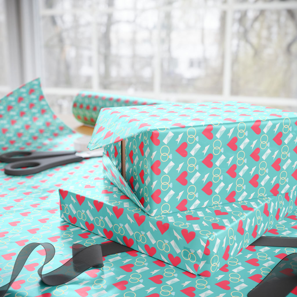 Ring of Hearts Wedding Wrapping Paper Design - Holiday Gift Wrapping Paper Roll