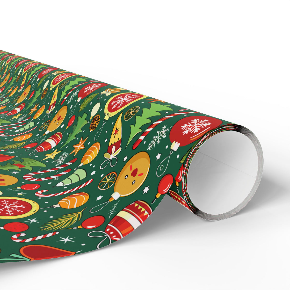 Christmas Cartoon Icons Wrapping Paper | Holiday Gift Wrapping Paper Roll