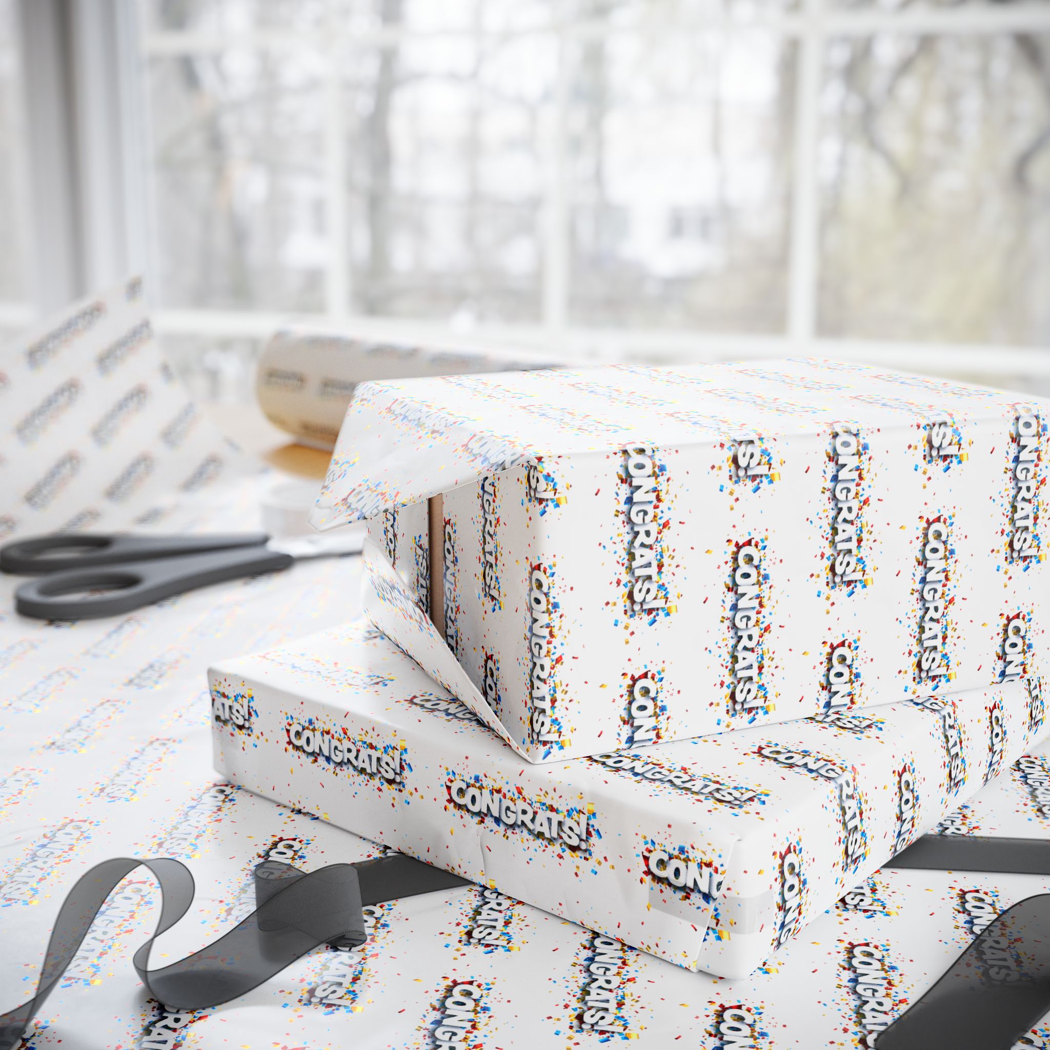 Congratulations Wrapping Paper Design 001 - Holiday Gift Wrapping Paper Roll