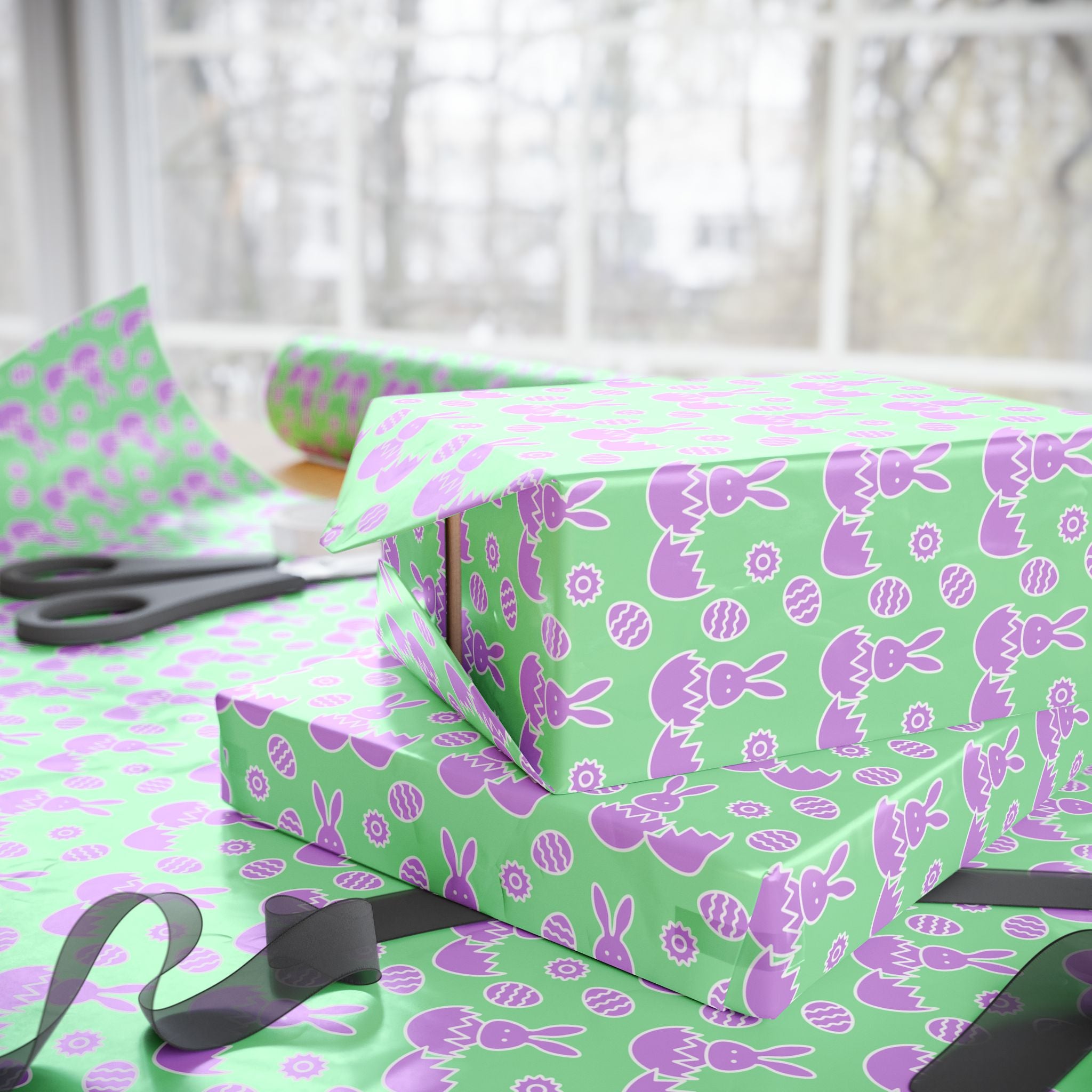 Easter Lavender Bunnies Wrapping Paper | Holiday Gift Wrapping Paper Roll
