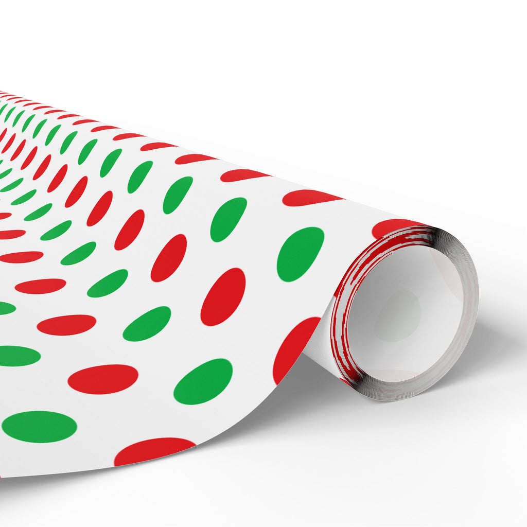 Christmas Red and Green Polka Dot Wrapping Paper | Holiday Gift Wrapping Paper Roll