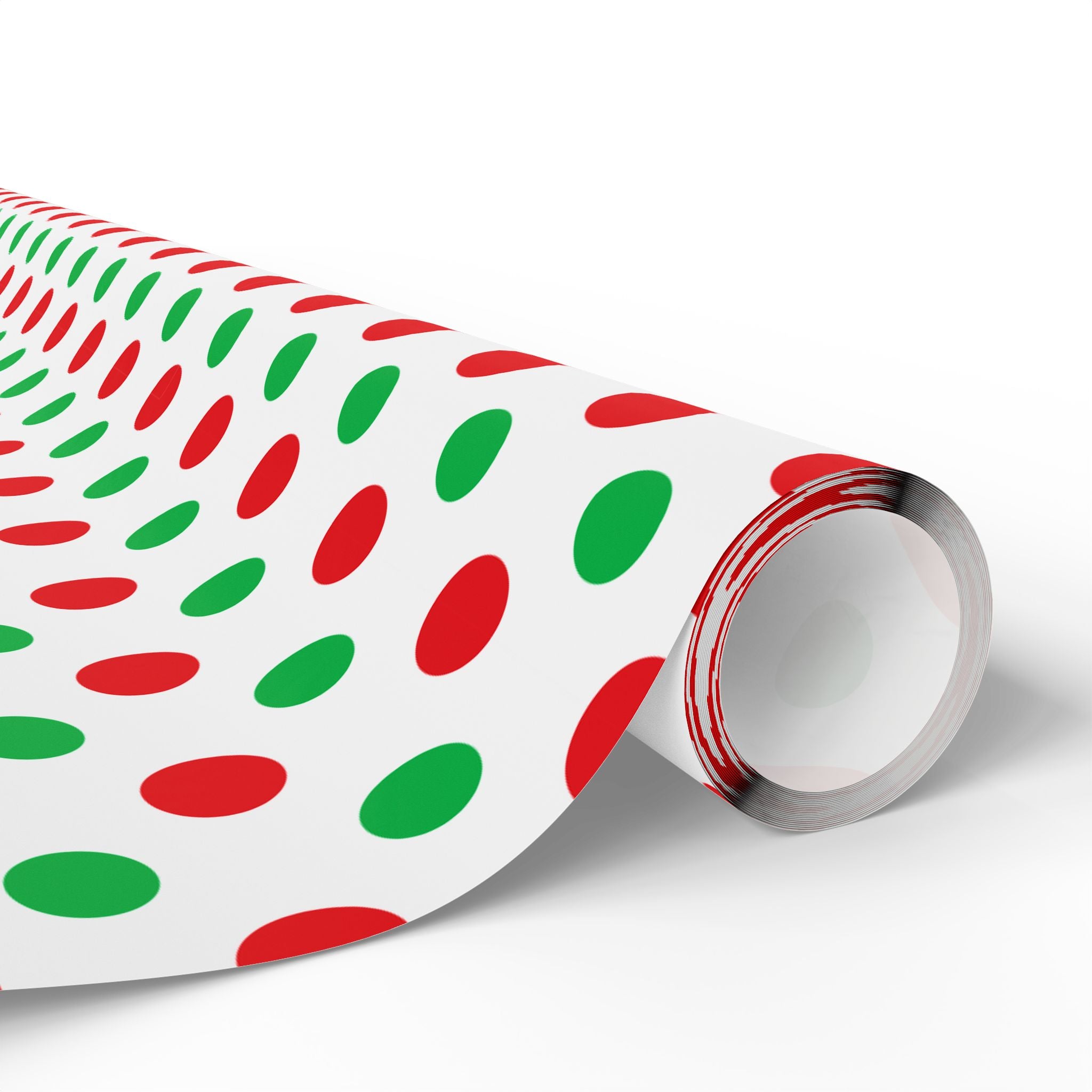 Christmas Red and Green Polka Dot Wrapping Paper | Holiday Gift Wrapping Paper Roll