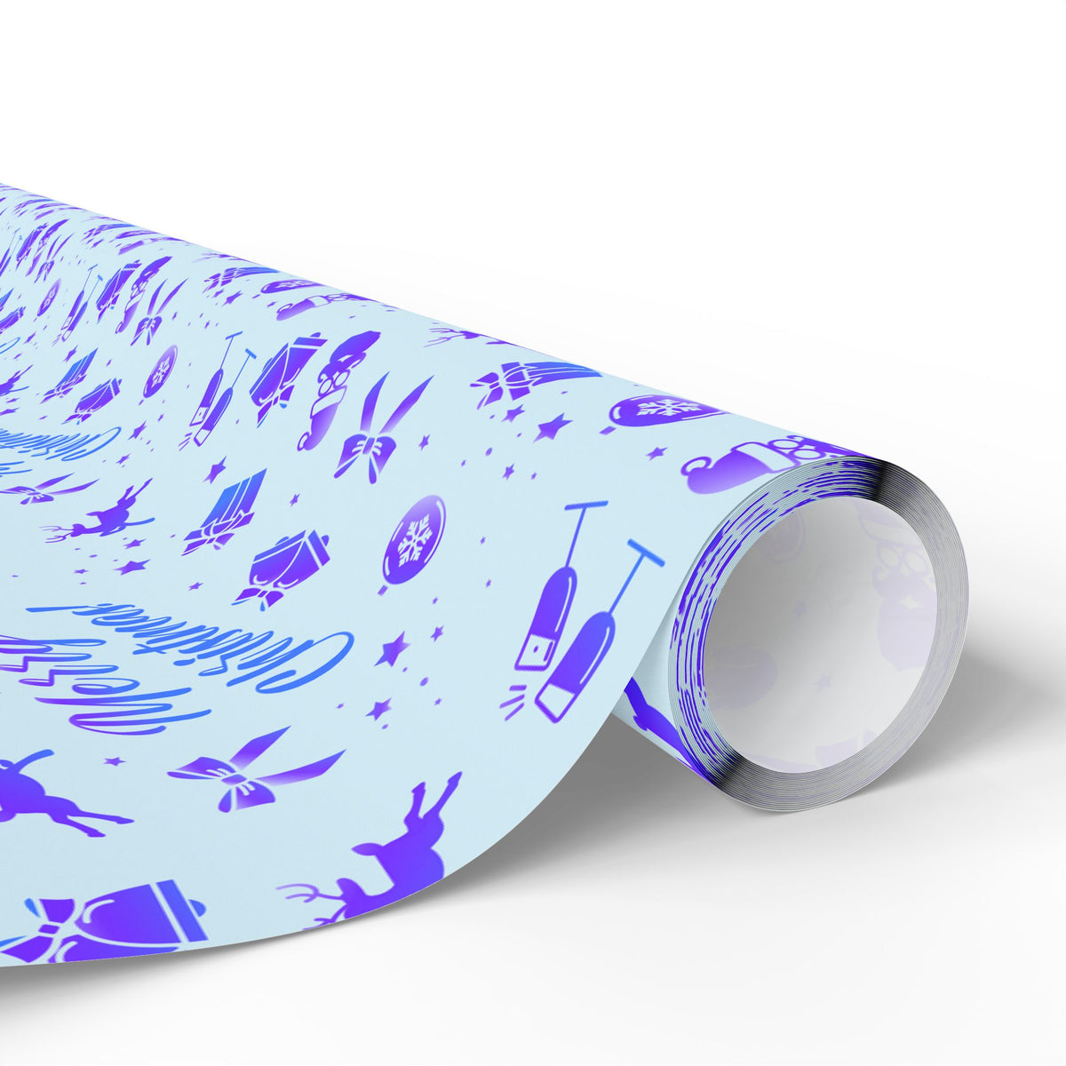 Christmas Blue on Blue Wrapping Paper | Holiday Gift Wrapping Paper