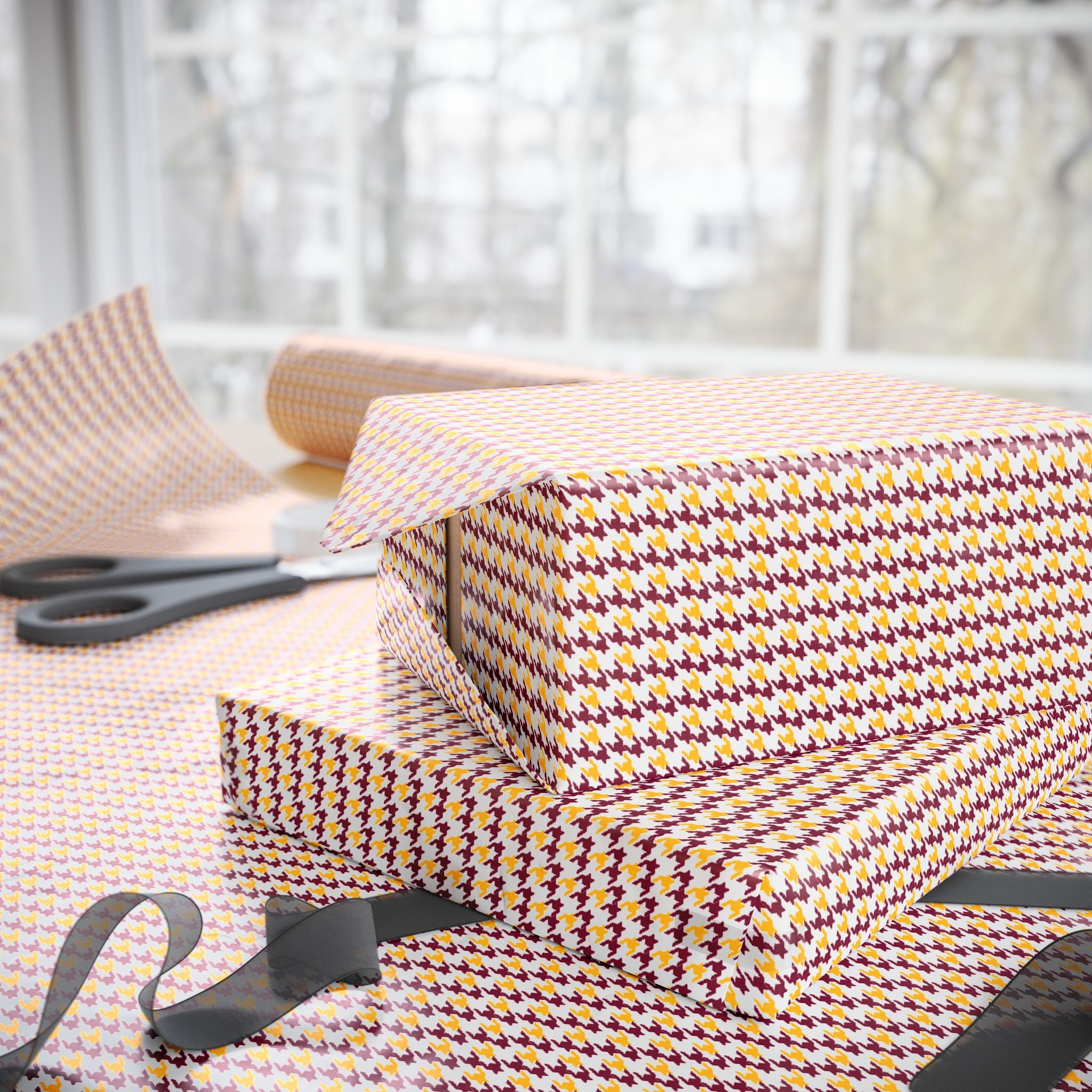 Arizona State Houndstooth Wrapping Paper Design - Holiday Gift Wrapping Paper Roll