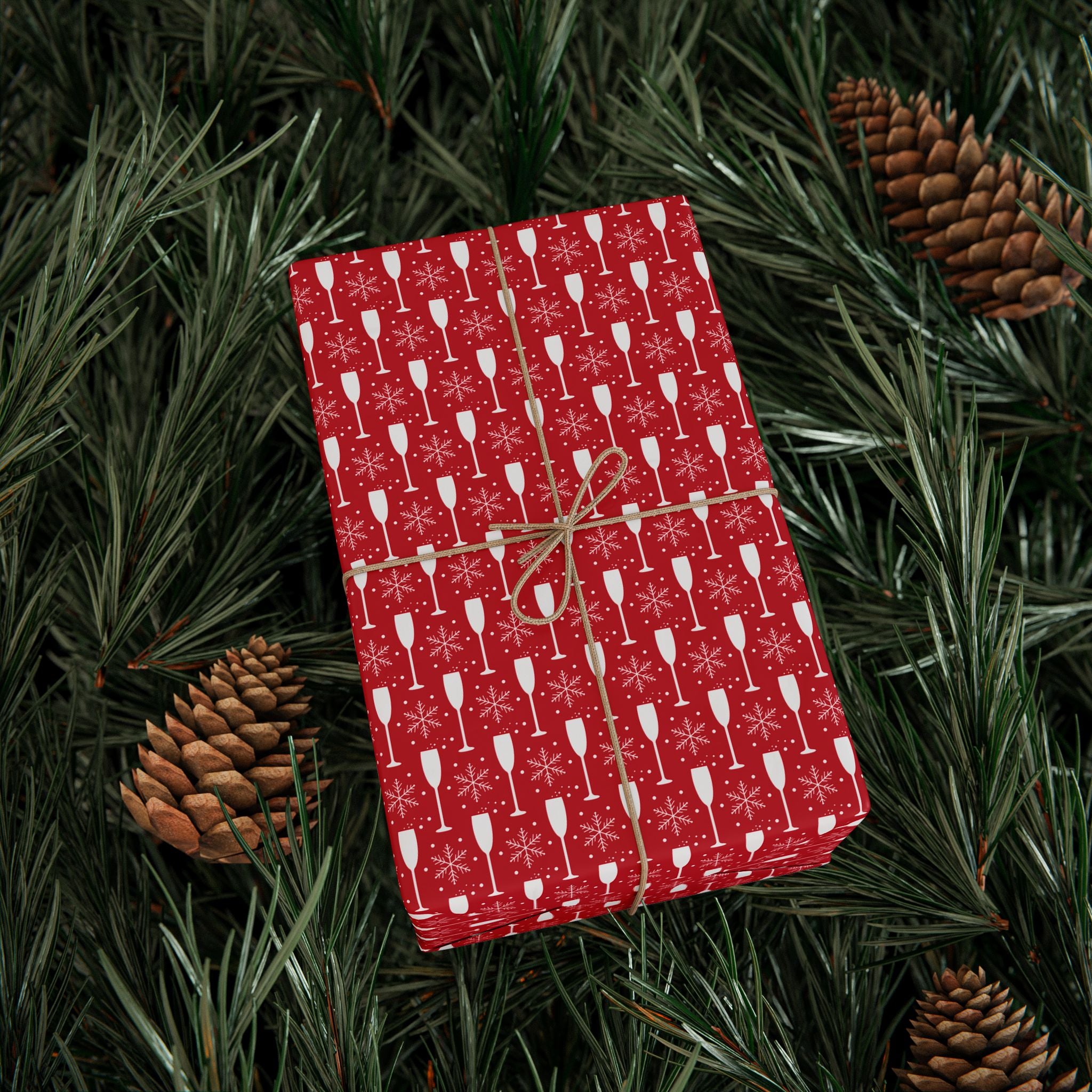 New Year's Champagne Snowflakes Wrapping Paper - Holiday Gift Wrapping Paper Roll