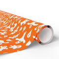 Halloween Cartoon Ghosts on Orange Wrapping Paper | Holiday Gift Wrapping Paper Roll
