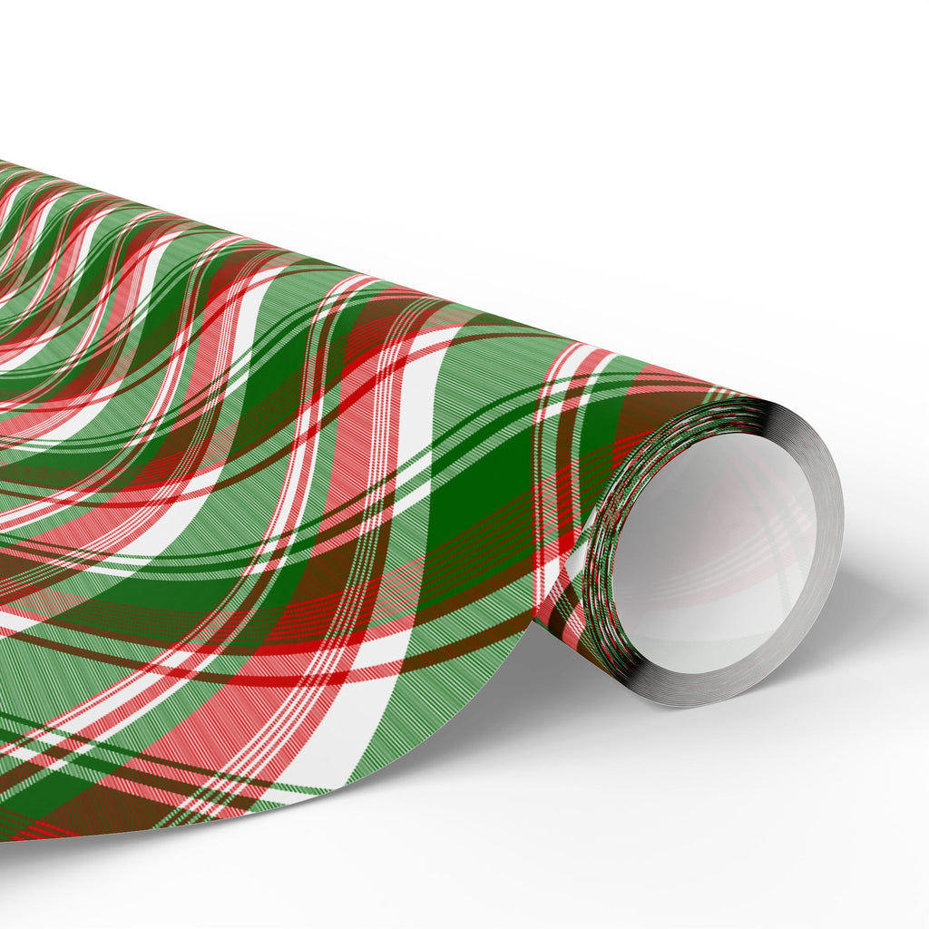 Christmas Green Tartain Plaid Wrapping Paper | Holiday Gift Wrapping Paper Roll