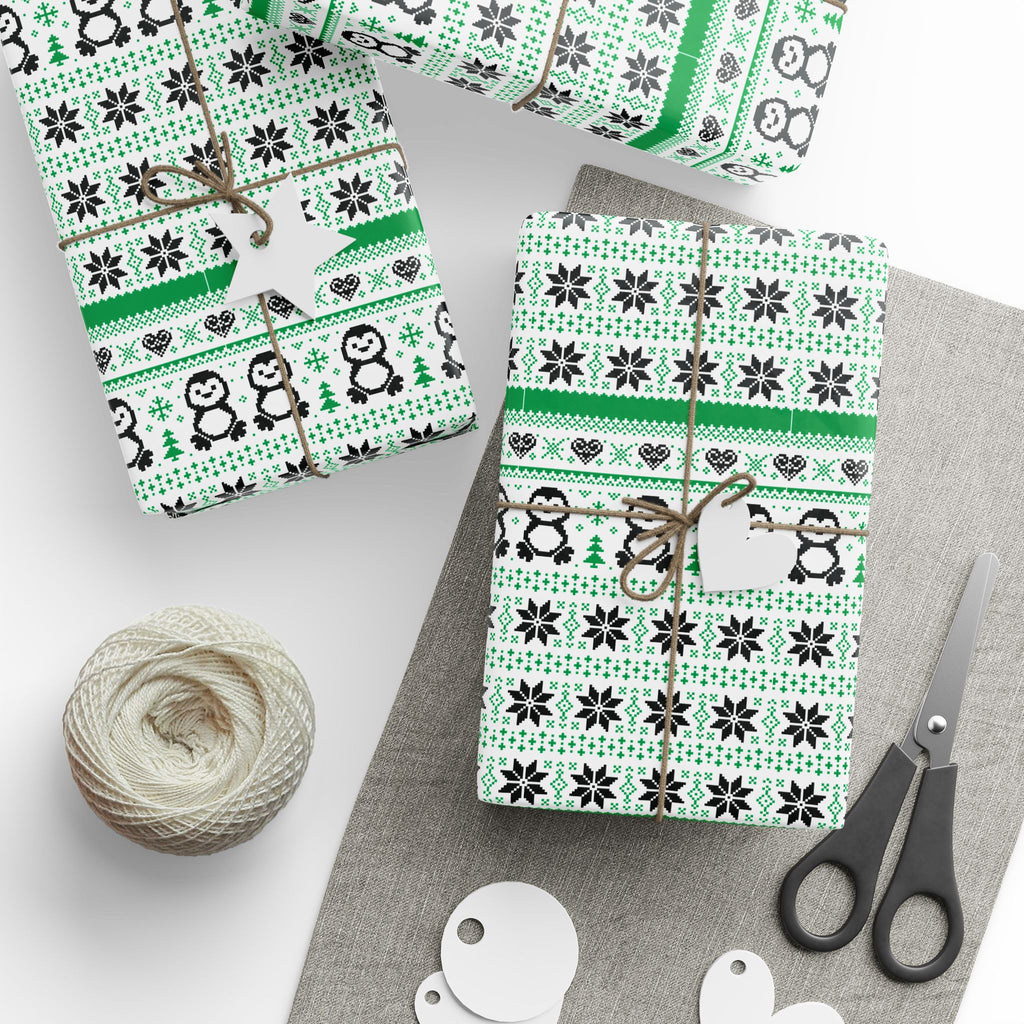 Christmas Ugly Penguins Wrapping Paper | Holiday Gift Wrapping Paper Roll