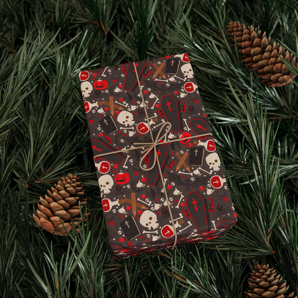 Halloween Vampire Icons Wrapping Paper | Holiday Gift Wrapping Paper Roll