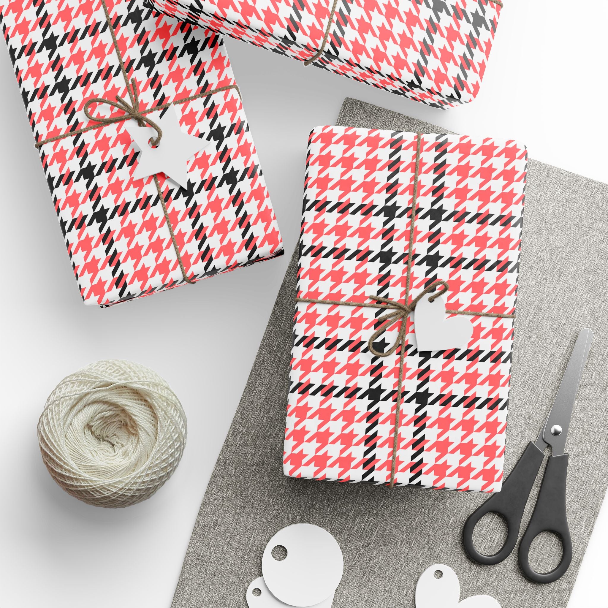 Houndstooth Wrapping Paper Design Peach 019 - Holiday Gift Wrapping Paper Roll