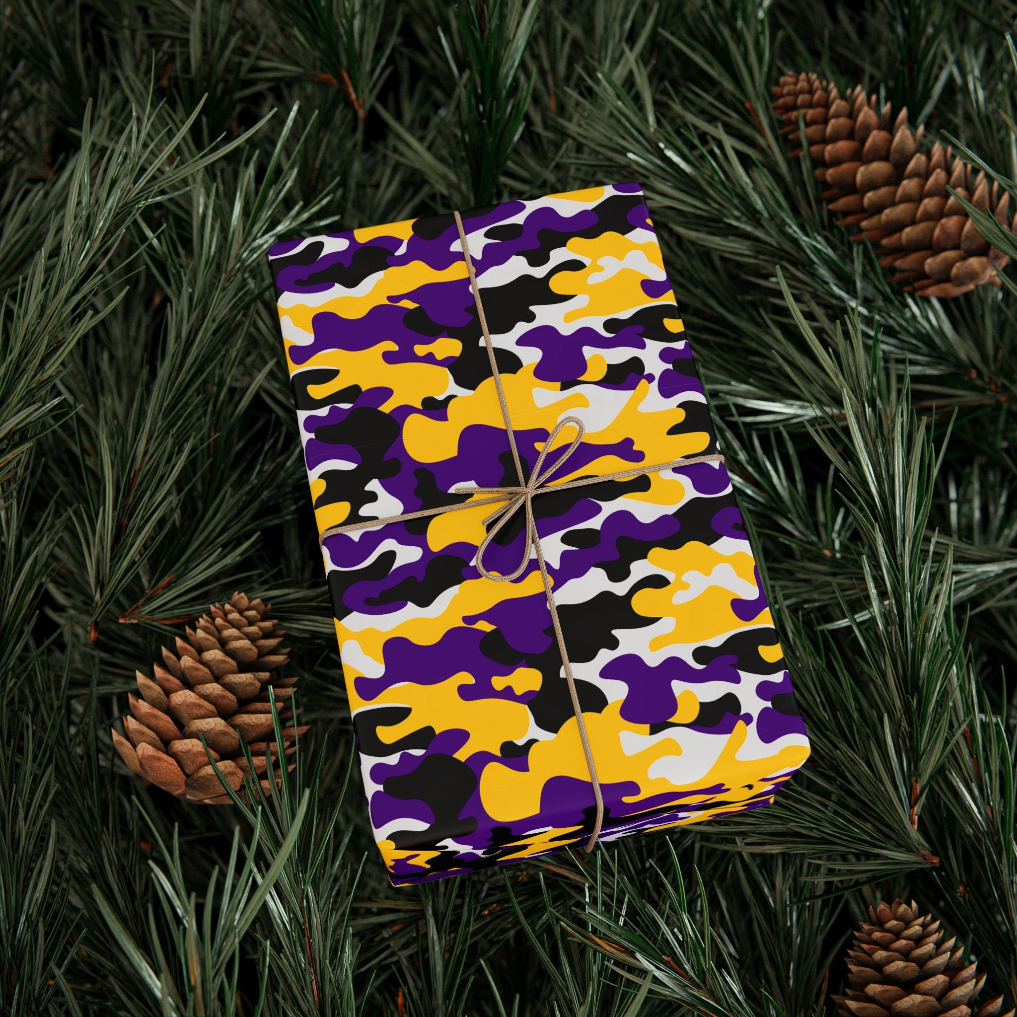 LSU Tigers Inspired Camoflauge Wrapping Paper - Holiday Gift Wrapping Paper Roll