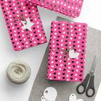Valentine's Black & White Hearts on Pink Wrapping Paper | Holiday Gift Wrapping Paper Roll