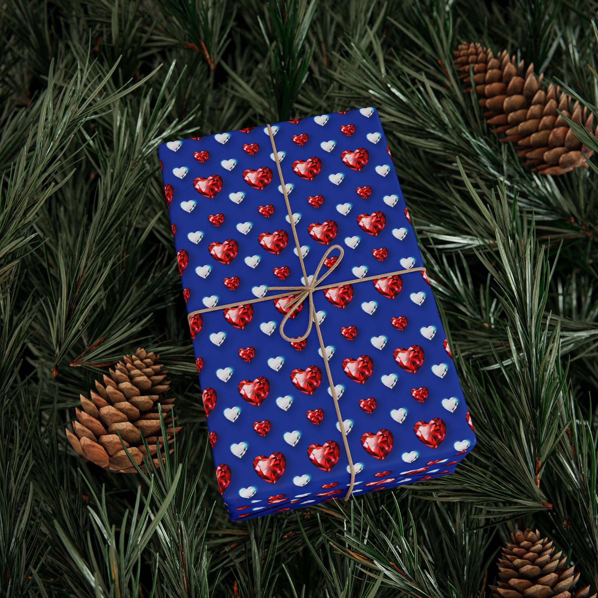 Valentine's Day Diamond Hearts Wrapping Paper | Holiday Gift Wrapping Paper Roll
