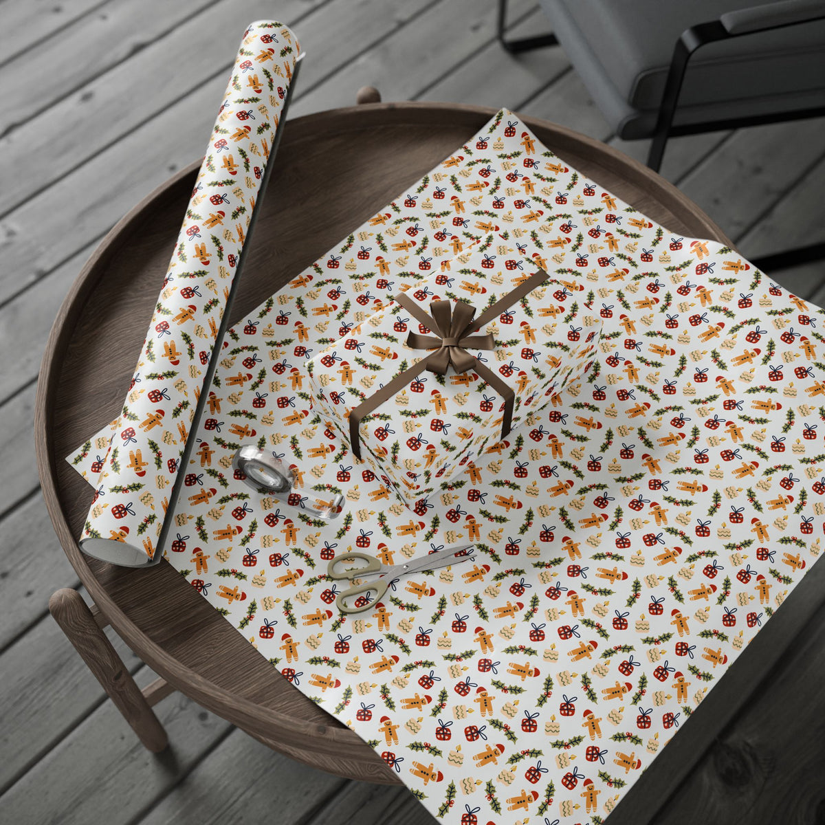 Christmas Burning Candles Wrapping Paper | Holiday Gift Wrapping Paper Roll