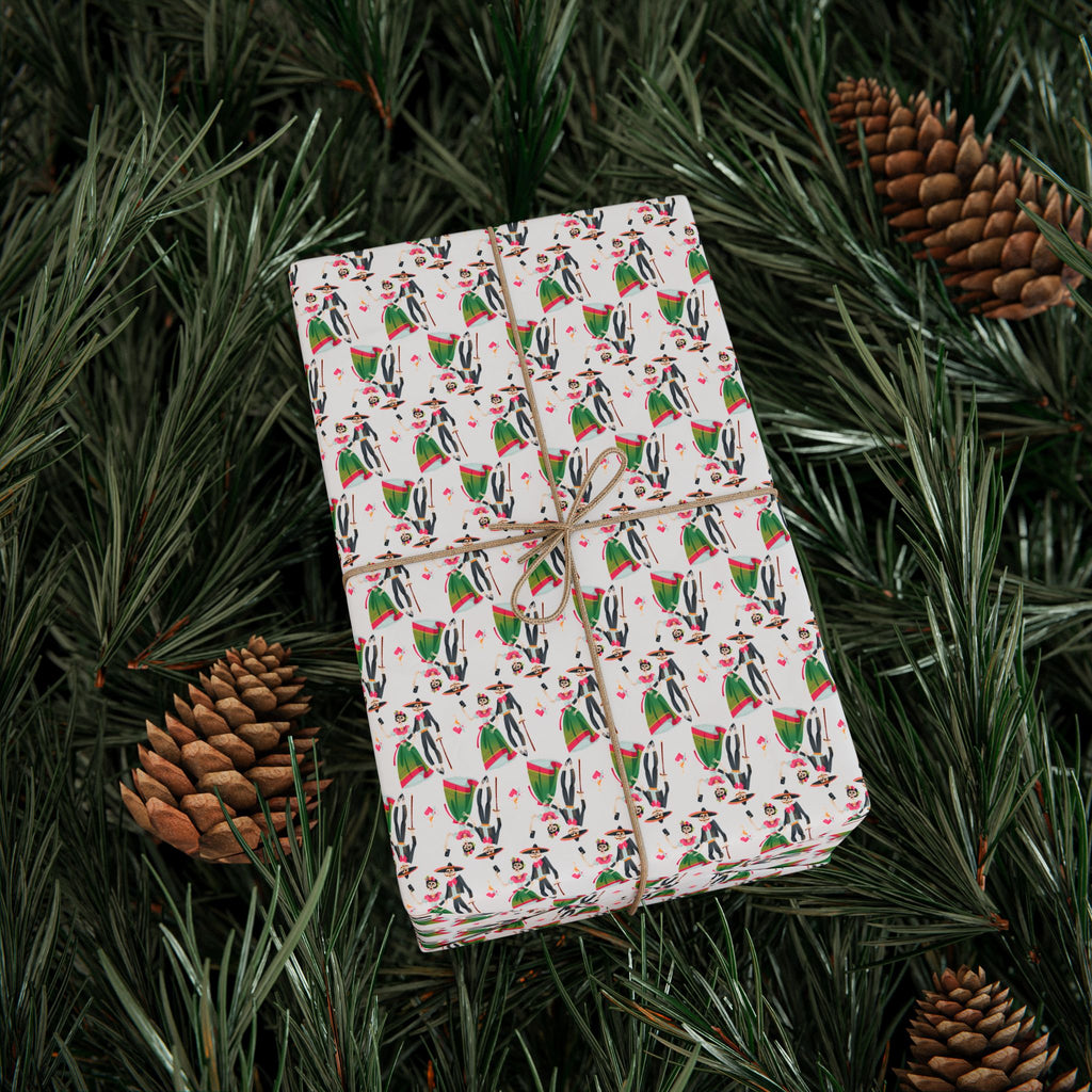 Day of the Dead Skeleton Selfie Wrapping Paper | Holiday Gift Wrapping Paper Roll