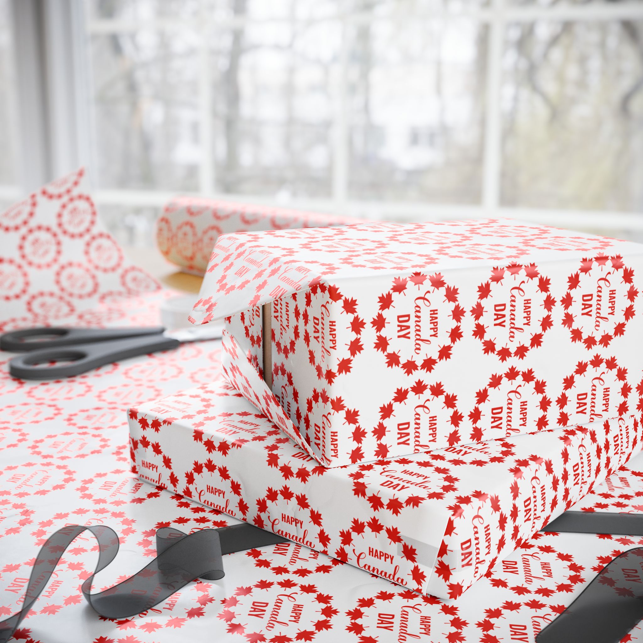 Canada Day Circle of Leaves Wrapping Paper - Holiday Gift Wrapping Paper Roll