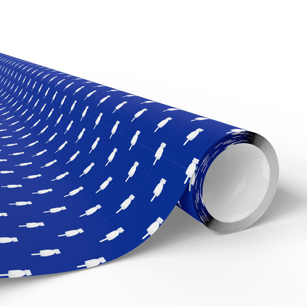 NSFW Friendly Hello Middle Finger on Blue Wrapping Paper - Holiday Gift Wrapping Paper Roll