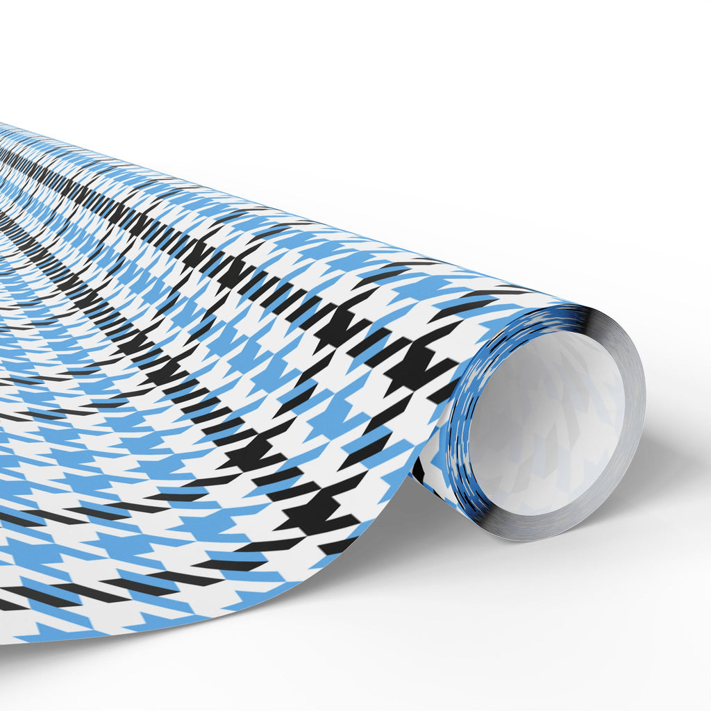 Houndstooth Wrapping Paper Design Sky Blue 008 - Holiday Gift Wrapping Paper Roll
