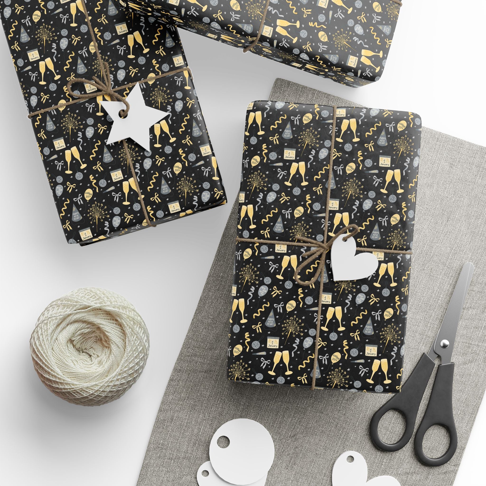 New Year's Festive Decorations Wrapping Paper - Holiday Gift Wrapping Paper Roll