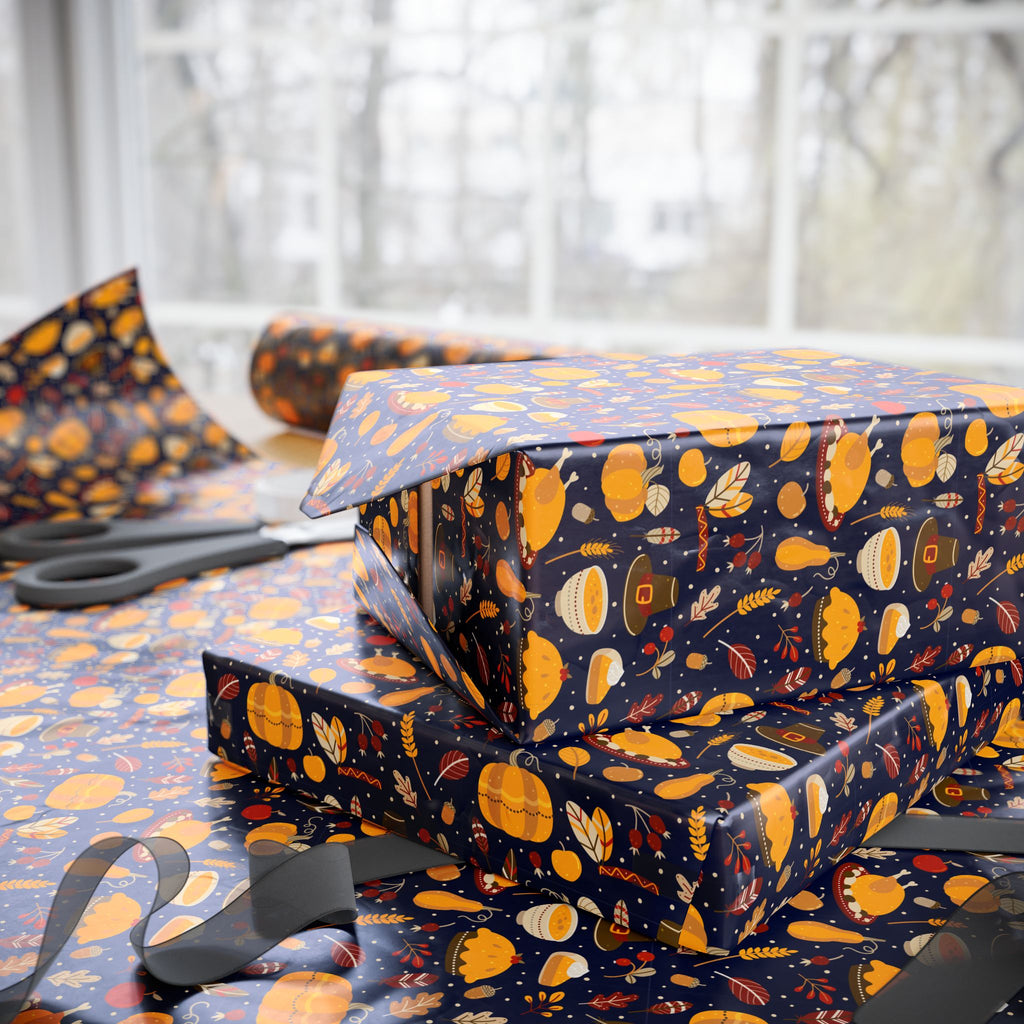 Thanksgiving Dinner Time Wrapping Paper | Holiday Gift Wrapping Paper Roll