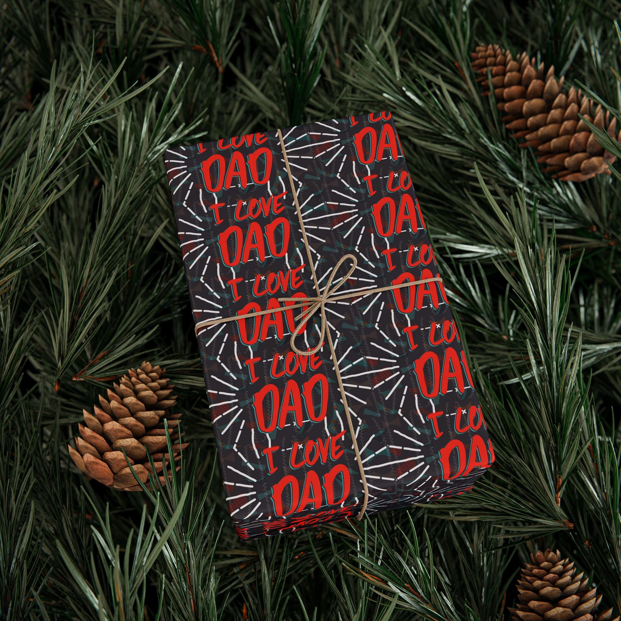 Father's Day Love Dad Starburst Wrapping Paper - Holiday Gift Wrapping Paper Roll