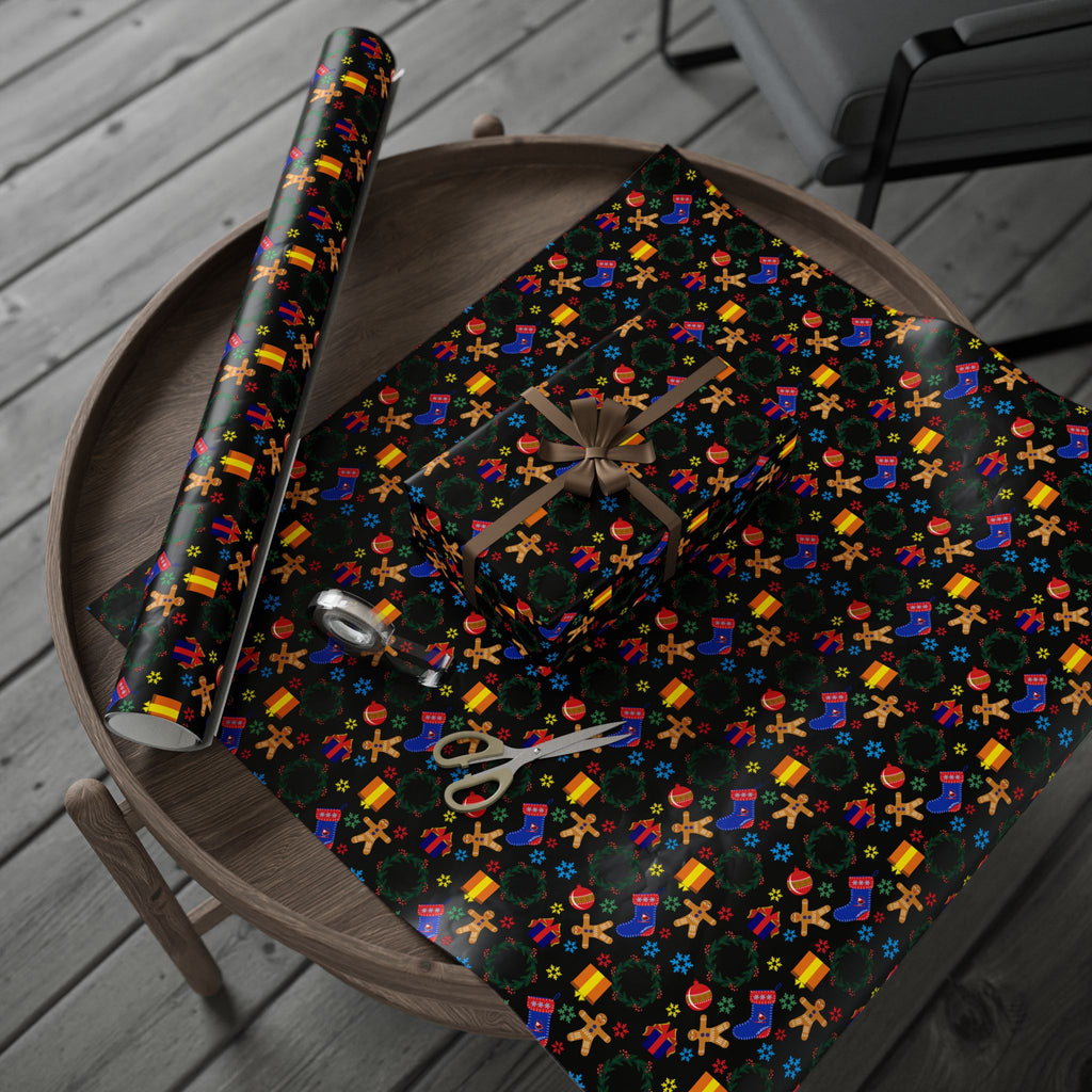 Christmas Blue Stockings Wrapping Paper | Holiday Gift Wrapping Paper