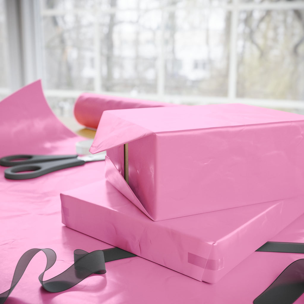 Solid Cotton Candy Pink Wrapping Paper - Holiday Gift Wrapping Paper Roll
