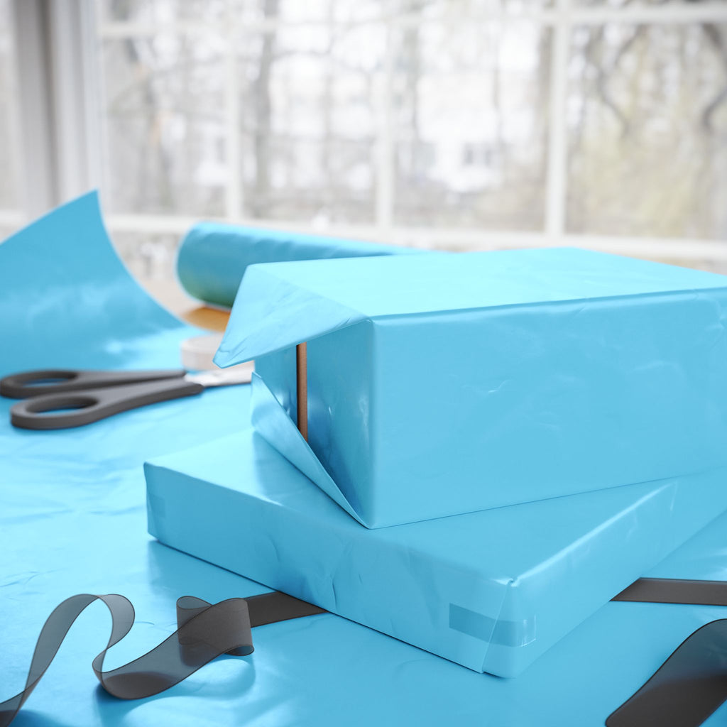 Solid Sky Blue Wrapping Paper - Holiday Gift Wrapping Paper Roll