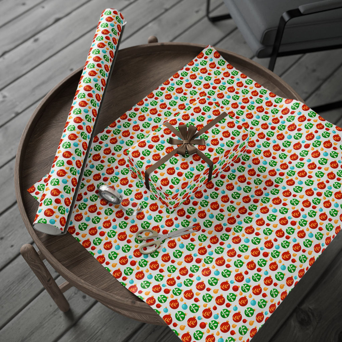 Christmas Baubles and Balls Wrapping Paper | Holiday Gift Wrapping Paper Roll