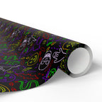 Halloween Neon Faces Wrapping Paper | Holiday Gift Wrapping Paper Roll