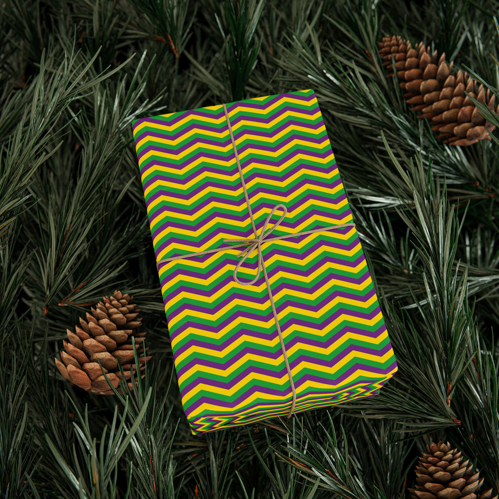 Mardis Gras Chevron Wrapping Paper | Holiday Gift Wrapping Paper Roll