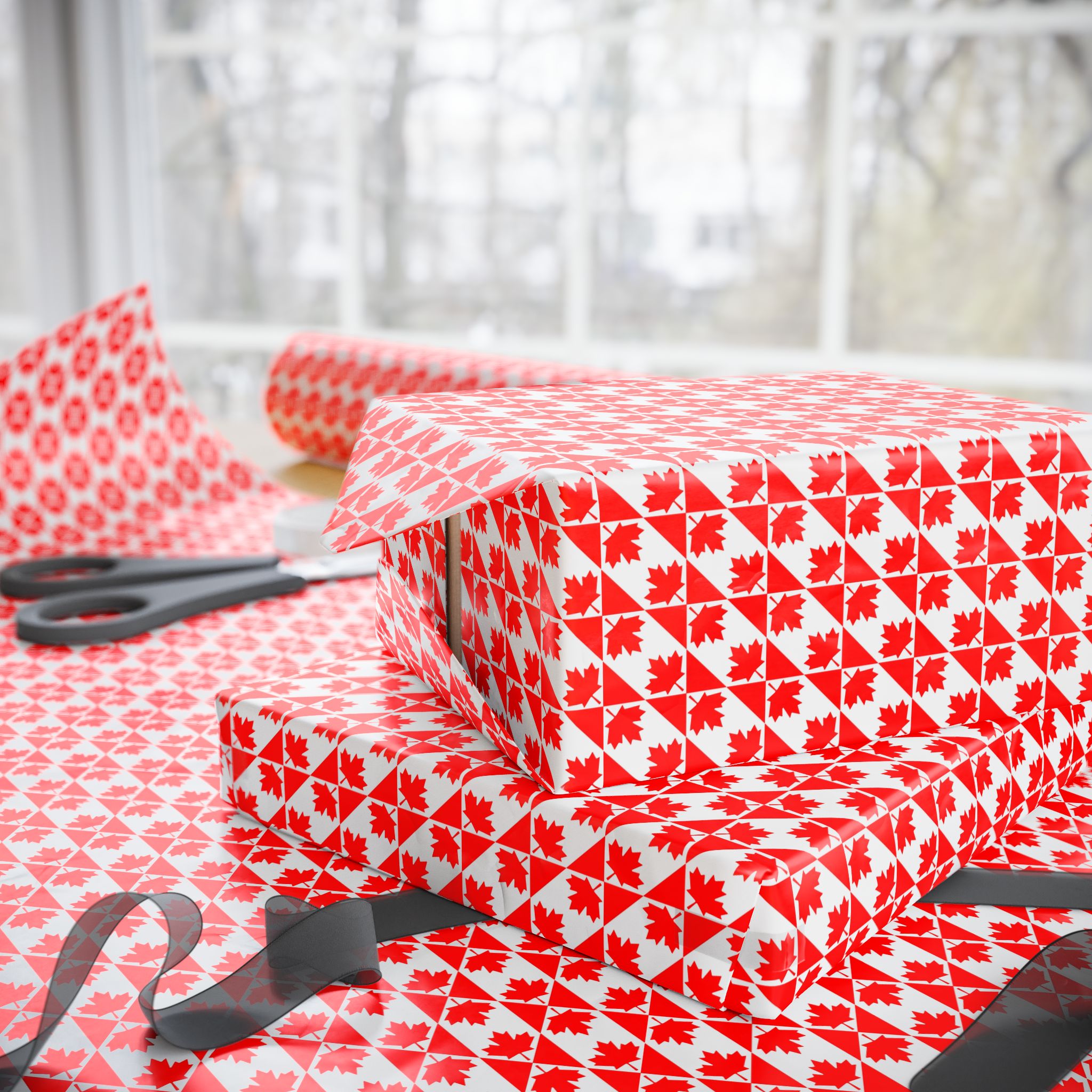Canada Day Dueling Maples Wrapping Paper - Holiday Gift Wrapping Paper Roll