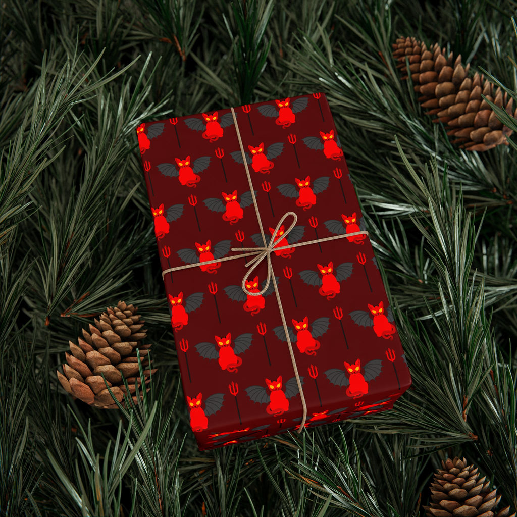 Halloween Devil Cat Wrapping Paper | Holiday Gift Wrapping Paper Roll