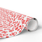 Christmas Red Outlines Wrapping Paper | Holiday Gift Wrapping Paper Roll