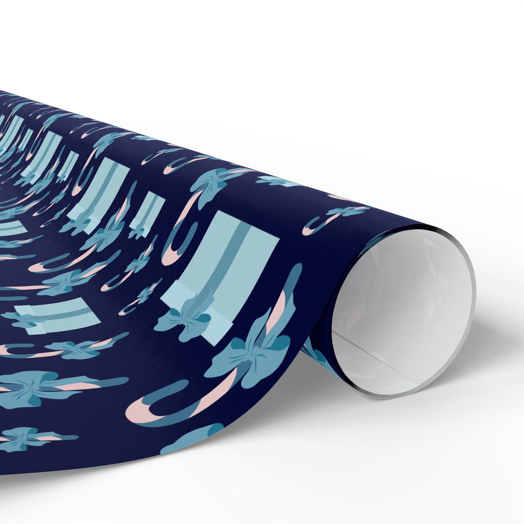 Christmas Blue Candy Canes Wrapping Paper | Holiday Gift Wrapping Paper