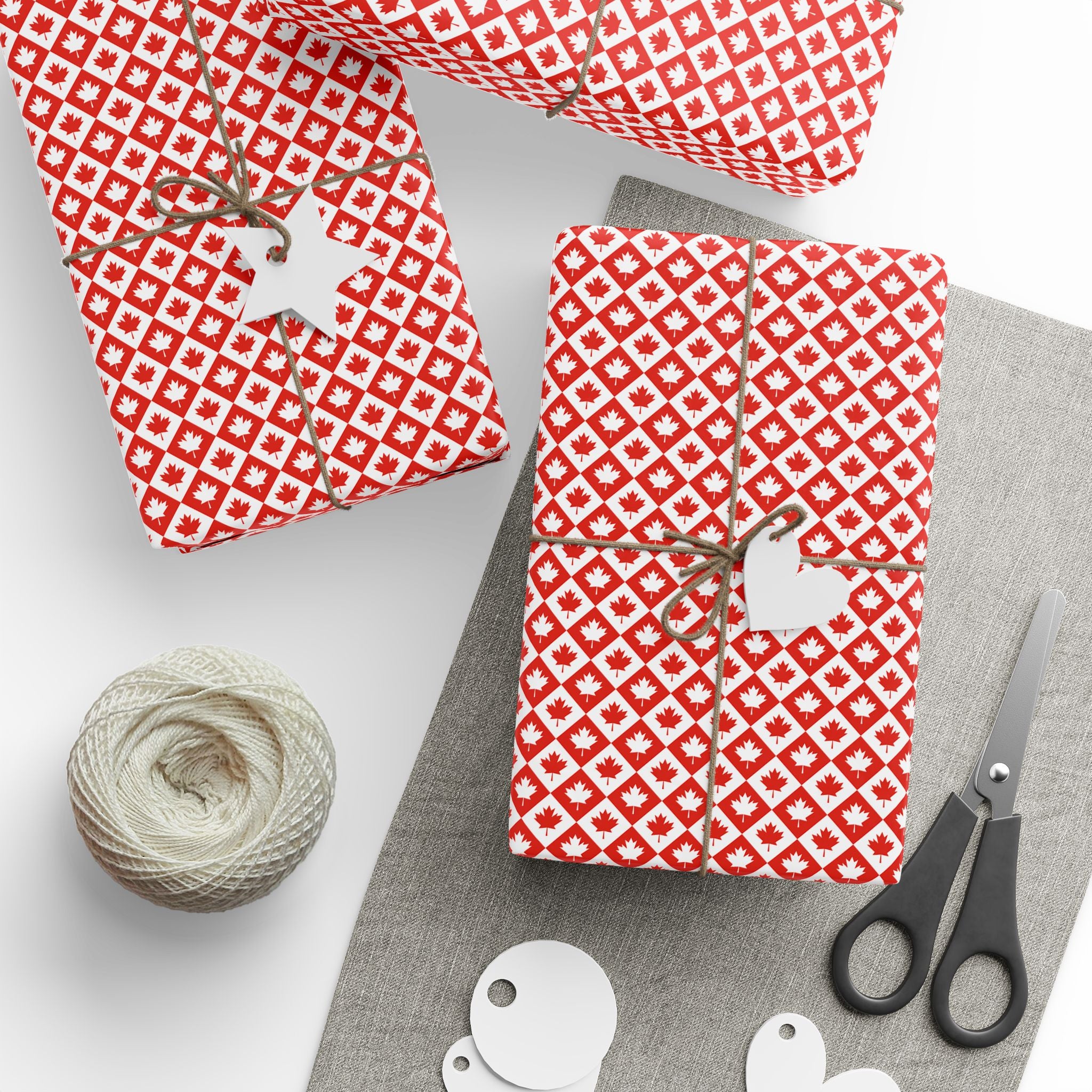 Canada Day Leaf Checkerboard Wrapping Paper - Holiday Gift Wrapping Paper Roll