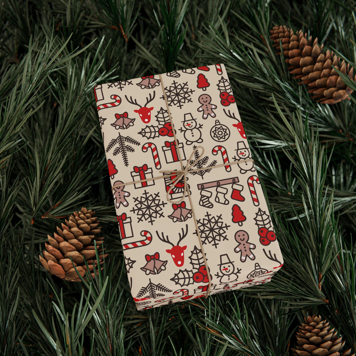 Christmas Vintage Lines Wrapping Paper | Holiday Gift Wrapping Paper Roll