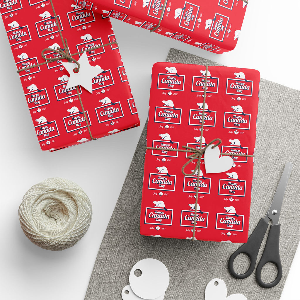 Canada Day Beaver Nostalgia Wrapping Paper - Holiday Gift Wrapping Paper Roll