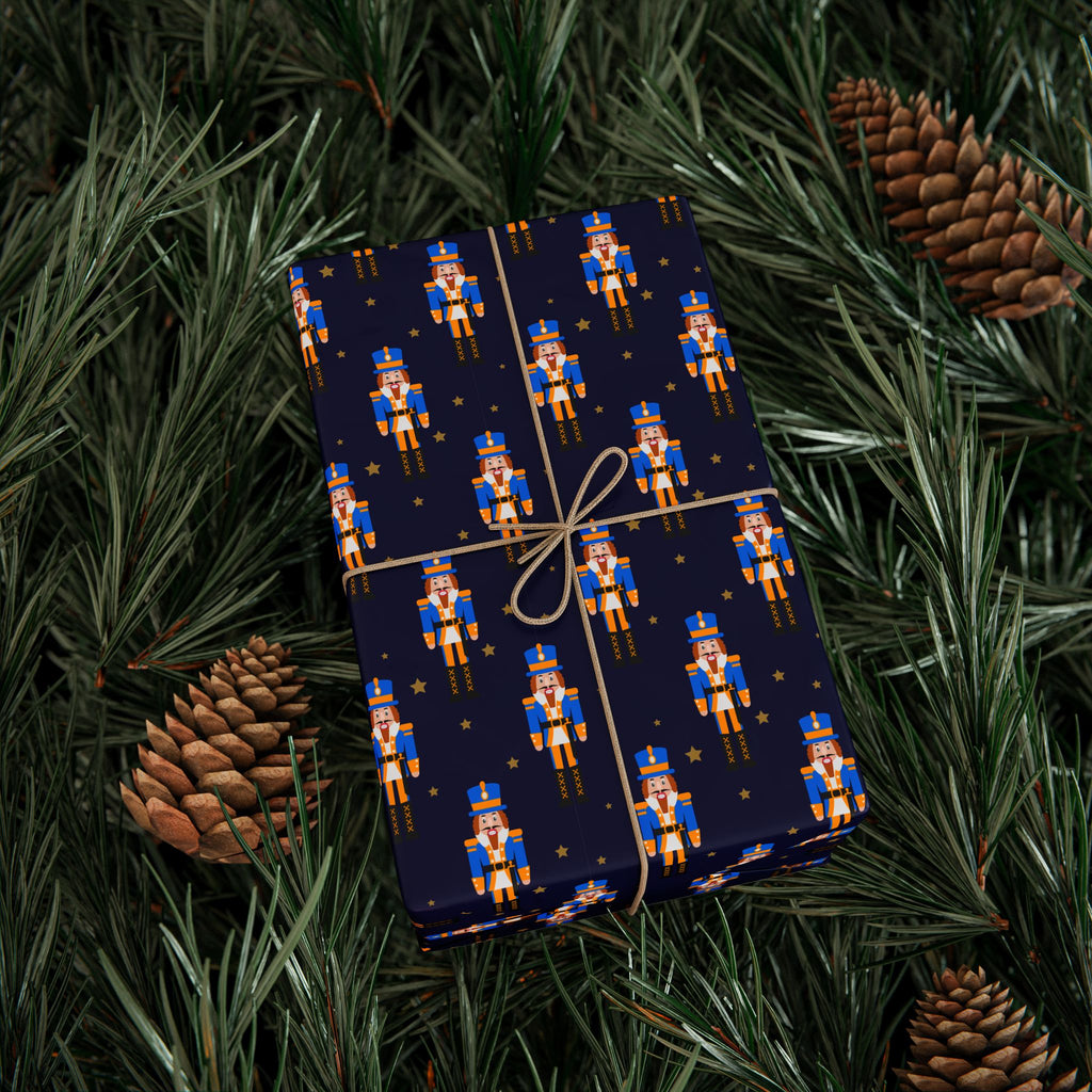 Christmas Blue Nutcrackers Wrapping Paper | Holiday Gift Wrapping Paper Roll