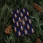 Christmas Blue Nutcrackers Wrapping Paper | Holiday Gift Wrapping Paper Roll