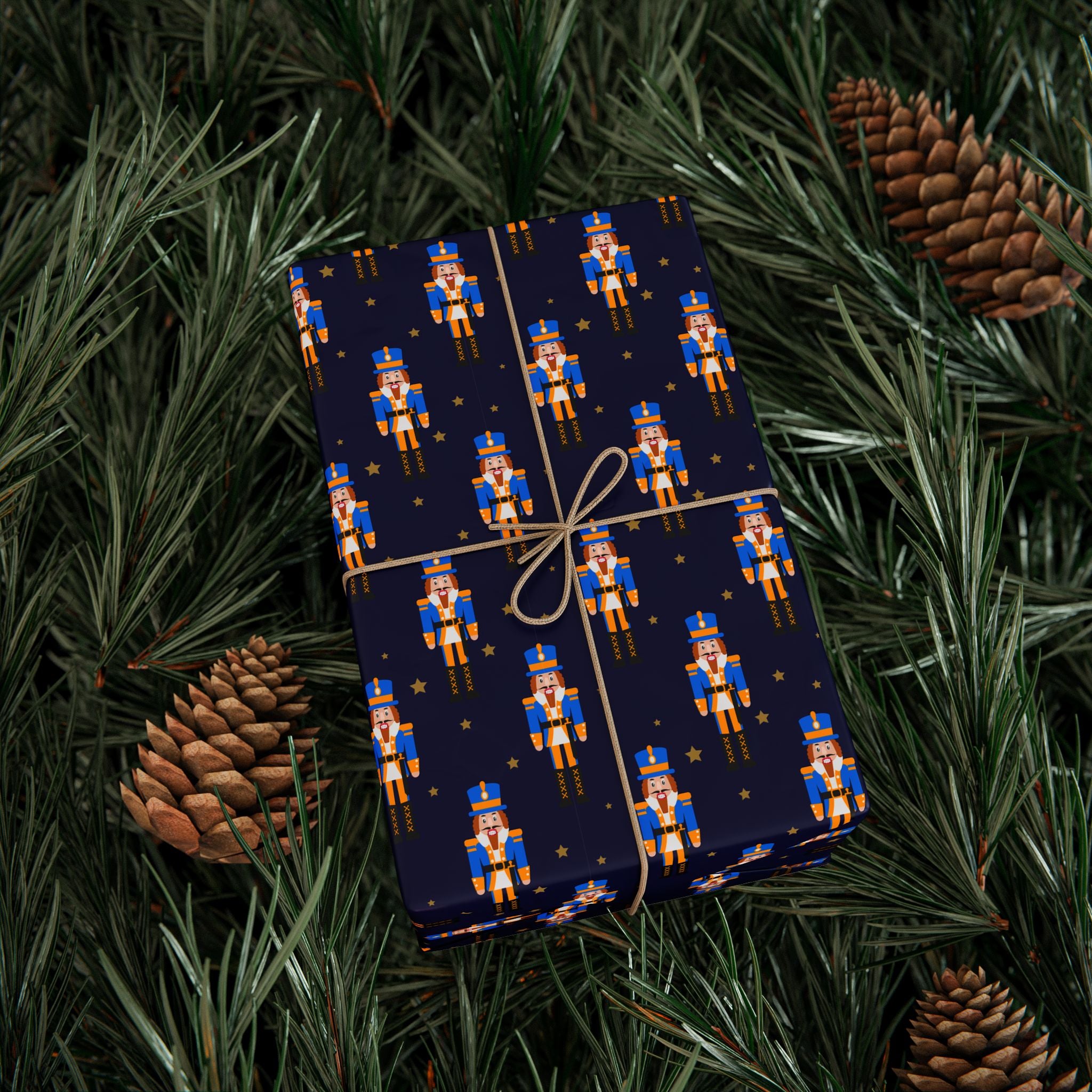 Christmas Blue Nutcrackers Wrapping Paper | Holiday Gift Wrapping Paper Roll
